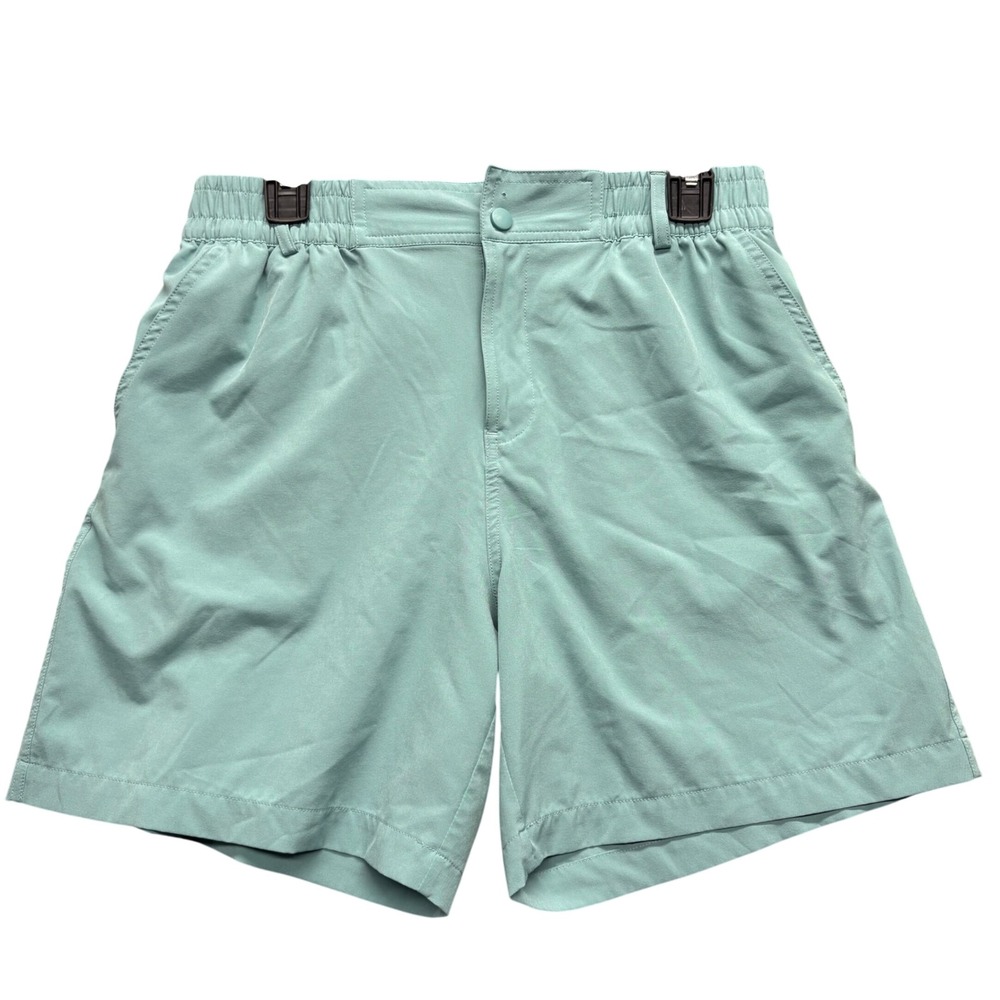 Burlebo Shorts Mens M Green Performance Elastic Waist Hiking Fishing Outdoor